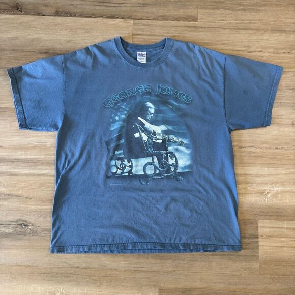 Vintage Y2K George Jones The Rock 2002 Blue Tour Shirt Size XXL Country Possum - Picture 1 of 8